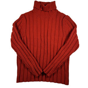 Vintage Banana Republic Lambswool Cashmere Red Knit Turtleneck Sweater Size M